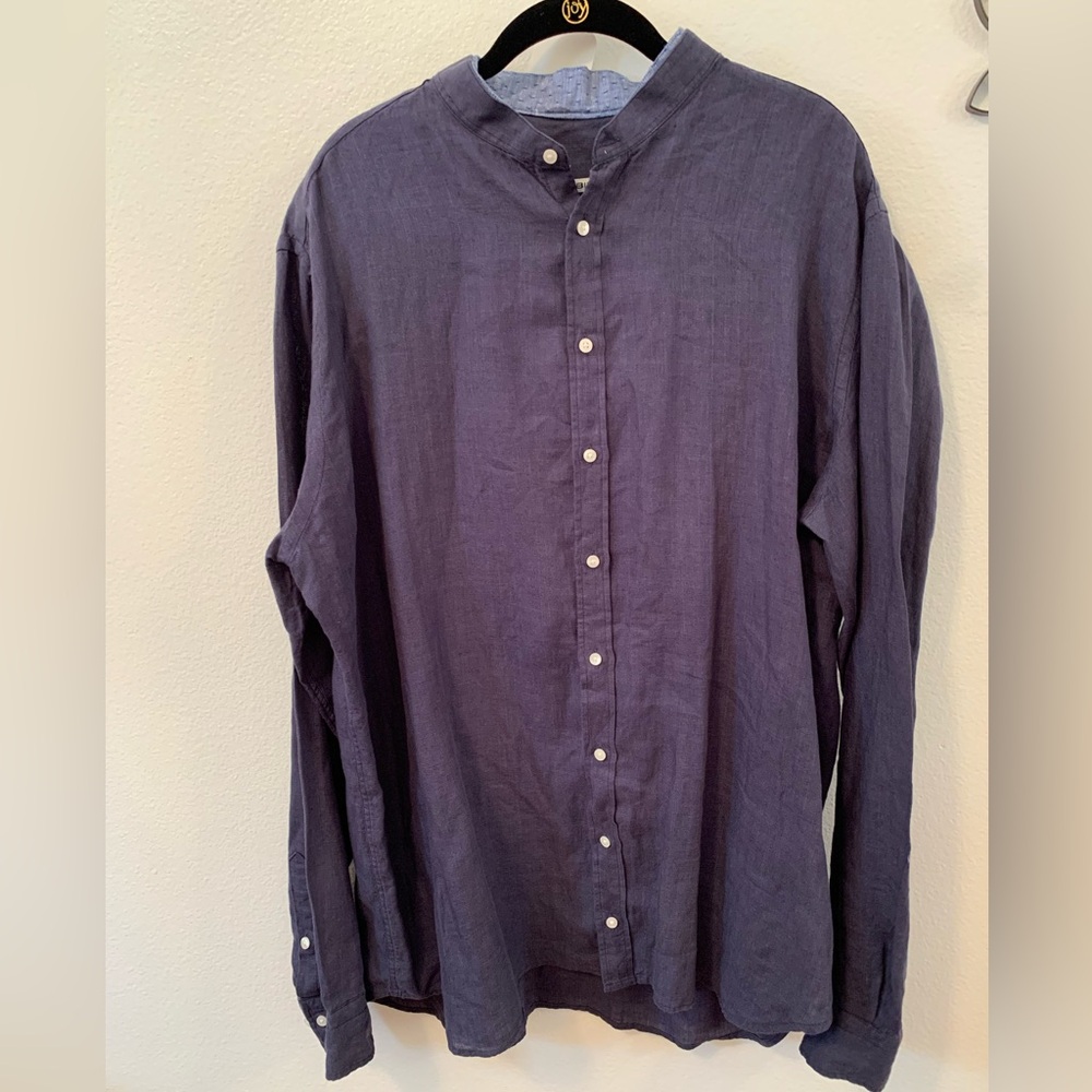 NWOT Exibit Linen Ling Sleeve Button Down Shirt Made in Italy Size XXXL